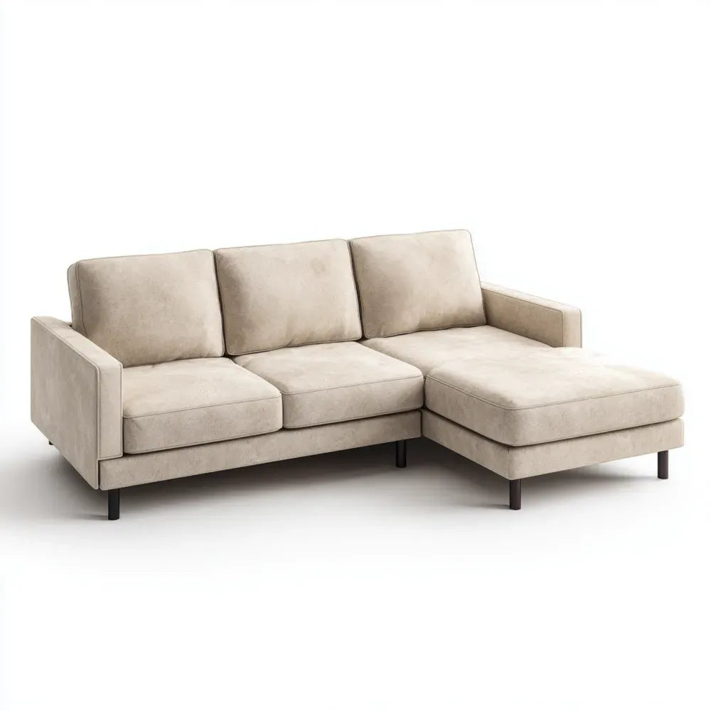 Modern Design Sectional Sofa Fabric Upholstery 250x150x80 cm - Beige