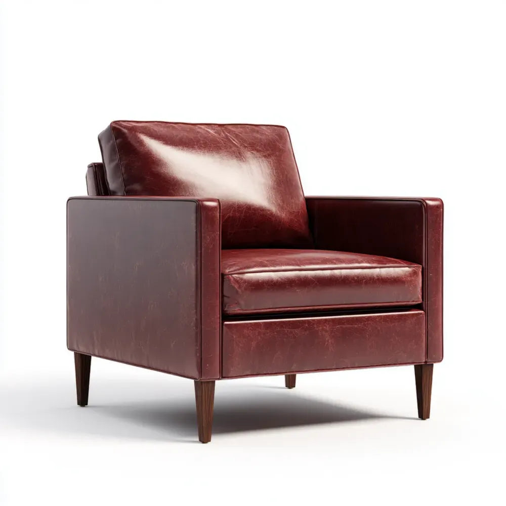 Leather Armchair 85x90x85 cm – Burgundy – Modern Design